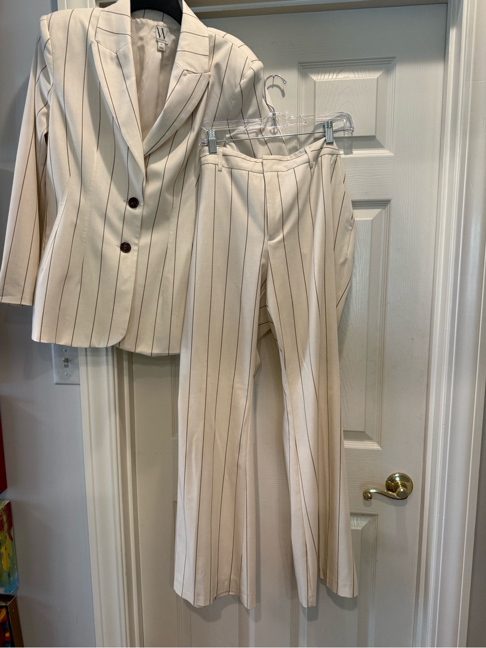 Worthington Jacket and Trousers  - Cream and Brown, Two Pice Suit  Size 14